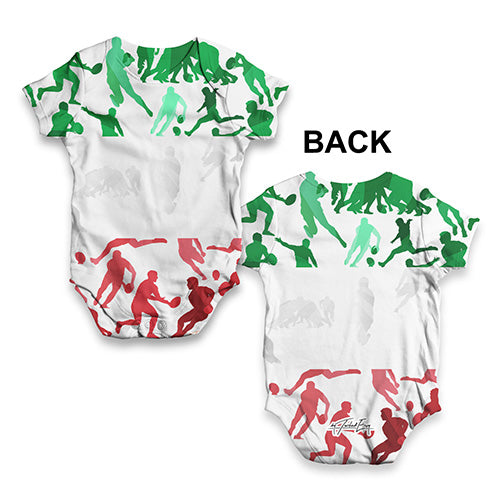Italy Rugby Collage Baby Unisex ALL-OVER PRINT Baby Grow Bodysuit