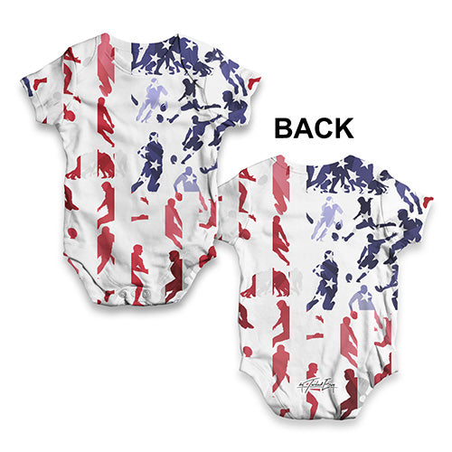 USA Rugby Collage Baby Unisex ALL-OVER PRINT Baby Grow Bodysuit
