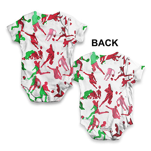 Wales Rugby Collage Baby Unisex ALL-OVER PRINT Baby Grow Bodysuit