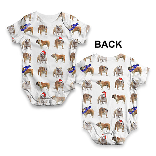 Bulldogs Santa Hats Pattern Baby Unisex ALL-OVER PRINT Baby Grow Bodysuit