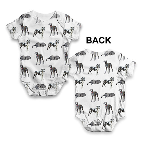 Great Danes Pattern Baby Unisex ALL-OVER PRINT Baby Grow Bodysuit