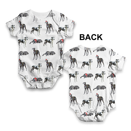 Great Danes Santa Hats Pattern Baby Unisex ALL-OVER PRINT Baby Grow Bodysuit