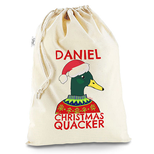 Personalised Christmas Quacker Duck Stocking Christmas Santa Sack