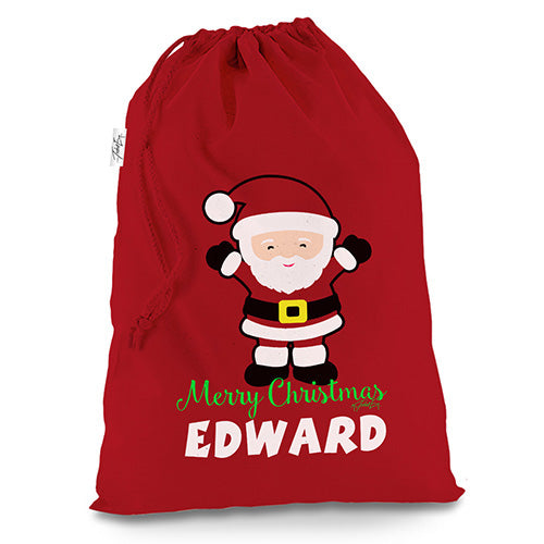 Personalised Santa Merry Christmas Red Christmas Santa Sack Gift Bag