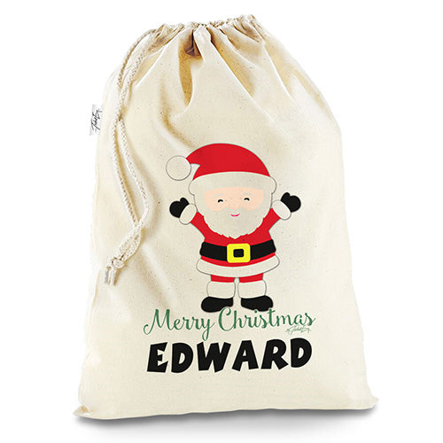Personalised Santa Merry Christmas Natural Christmas Present Santa Sack Mail Post Bag