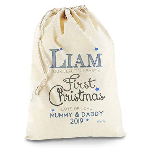 Personalised Baby's First Christmas White Santa Sack Christmas Stocking