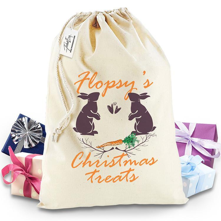 Pet Rabbit Christmas Treats with Carrot Personalised Santa Sack Christmas Stocking