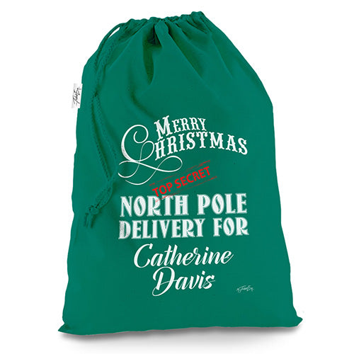 Merry Christmas Delivery Personalised Green Christmas Present Santa Sack Mail Post Bag