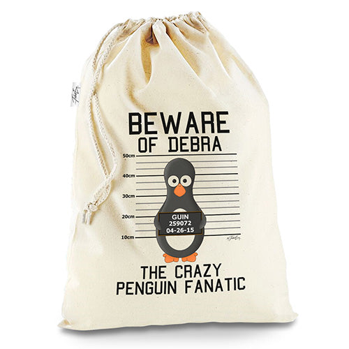 Beware Crazy Penguin Fanatic Personalised Santa Mail Post