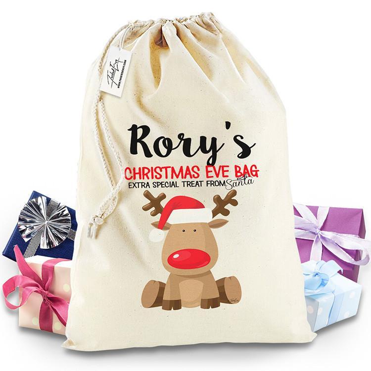 Personalised Christmas Eve Sack Rudolph Santa Mail Post