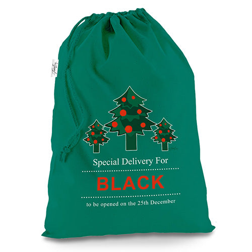 Personalised Christmas Trees Special Delivery Green Luxury Christmas Santa Sack