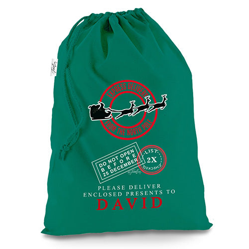 Personalised Express North Pole Delivery Green Christmas Santa Sack Mail Post Bag
