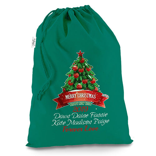 Personalised Christmas Tree Banner Green Luxury Christmas Santa Sack