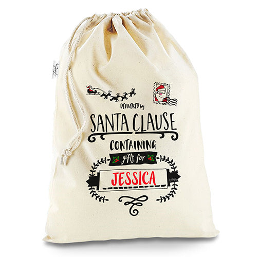 Personalised Santa Sack Delivered By Santa White Stocking Christmas Santa Sack
