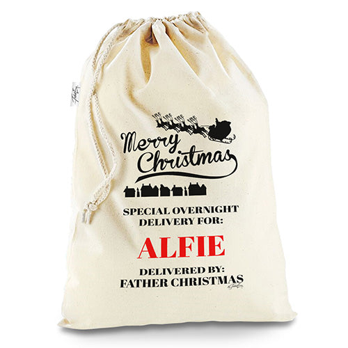 Personalised Christmas Sack - Merry Christmas White Santa Sack Christmas Stocking Gift Bag