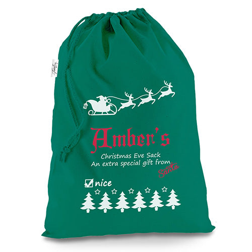 Personalised Extra Special Gift Green Christmas Present Santa Sack Mail Post Bag
