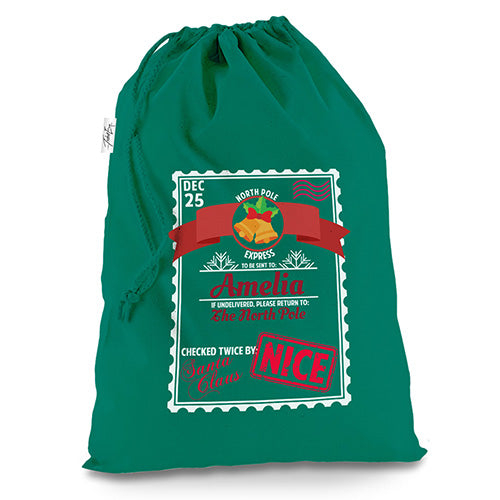 Christmas Approved Presents Personalised Green Christmas Santa Sack Gift Bag