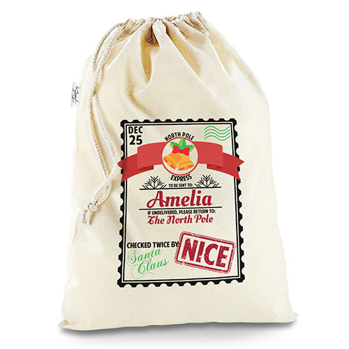 Christmas Approved Presents Sack Personalised White Santa Sack Christmas Stocking Gift Bag