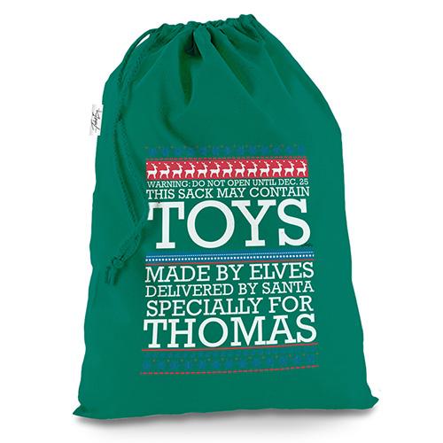 Toys Specially For Personalised Green Christmas Santa Sack Mail Post Bag