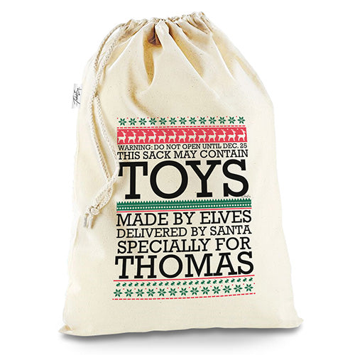 Toys Specially for Sack Personalised Christmas Pattern White Santa Sack Christmas Stocking Gift Bag