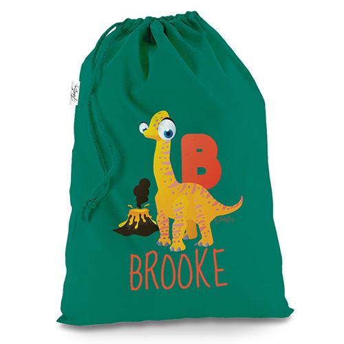 Personalised Baby Dinosaur Letter B Green Christmas Santa Sack Mail Post Bag