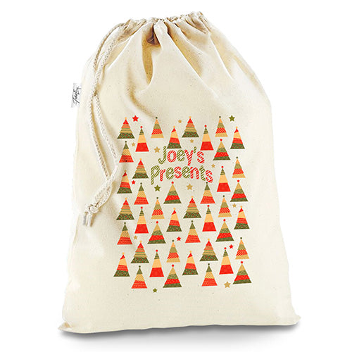 Christmas Winter Trees Personalised White Santa Sack Christmas Stocking Gift Bag