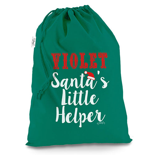 Personalised Santa's Little Helper Green Christmas Santa Sack Gift Bag