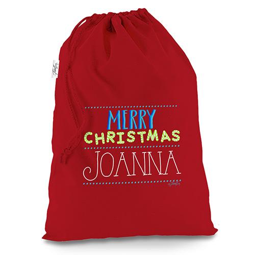 Personalised Merry Christmas Candy Stripes Red Christmas Santa Sack Mail Post Bag