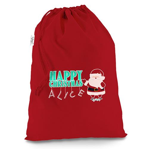 Personalised Happy Christmas Santa Claus Red Christmas Santa Sack Mail Post Bag