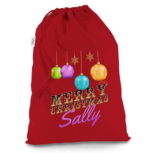 Personalised Merry Christmas Decorations Red Christmas Present Santa Sack Mail Post Bag