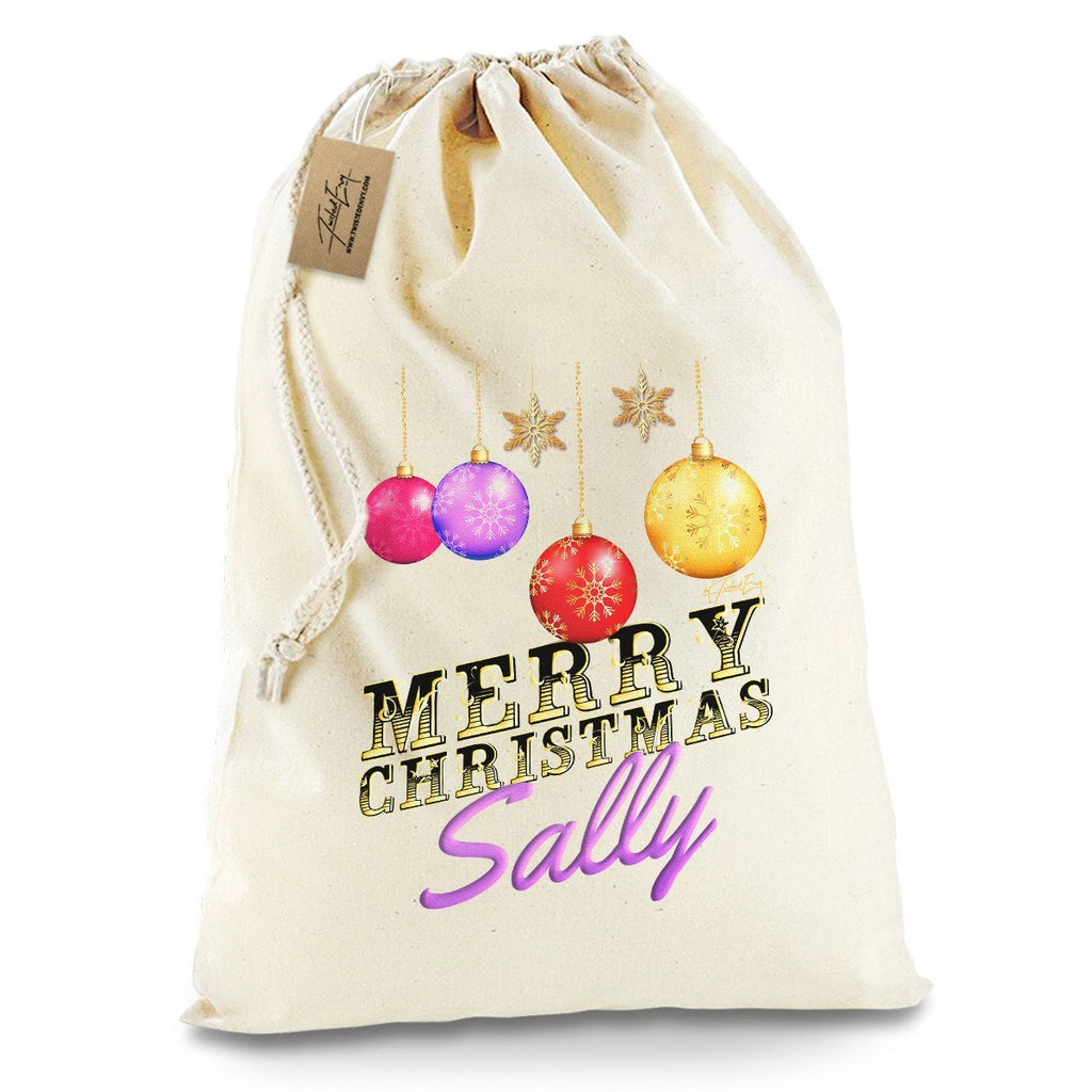 Personalised Merry Christmas Decorations White Stocking Christmas Santa Sack