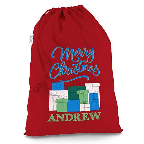 Personalised Christmas Presents Pile Red Christmas Present Santa Sack Mail Post Bag