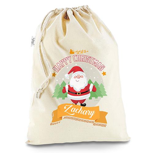 Personalised Merry Christmas From Santa Natural Christmas Santa Sack Mail Post Bag