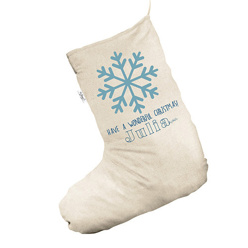 Personalised Wonderful Christmas Snowflake White Christmas Stocking