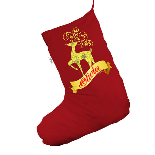 Personalised Decorative Christmas Reindeer Red Christmas Stockings Socks