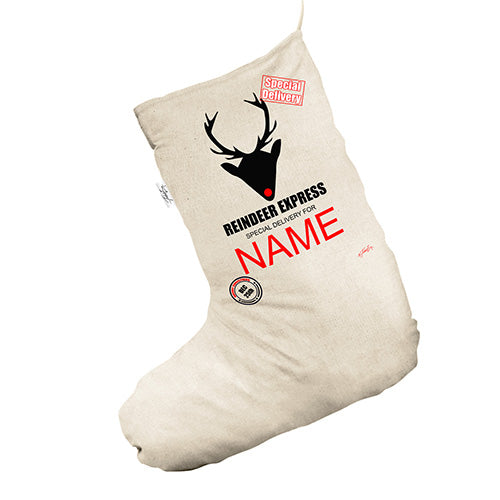 Personalised Reindeer Express White Santa Claus Christmas Stockings