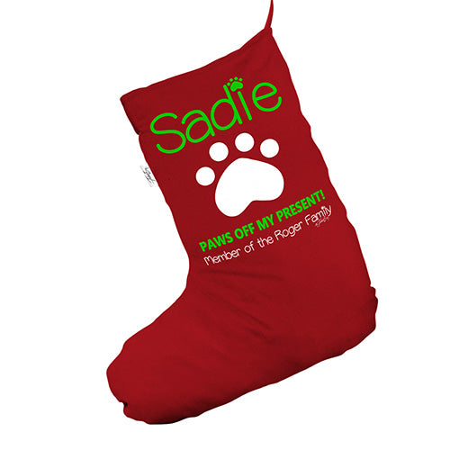 Personalised Paw print Red Christmas Stockings Socks