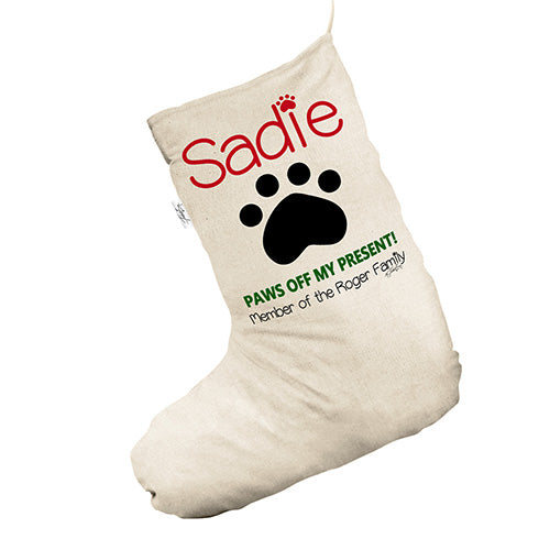 Personalised Paw print White Santa Claus Christmas Stockings