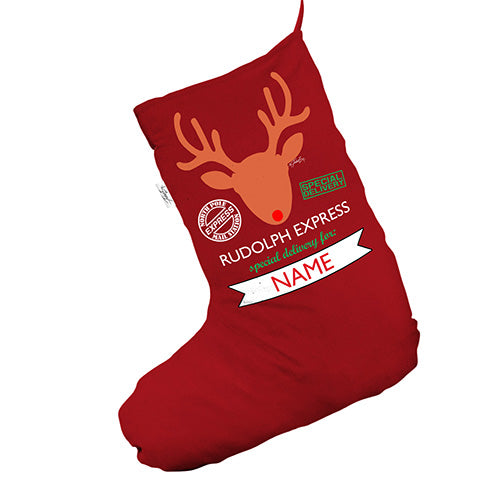 Personalised Rudolph Express Red Christmas Stocking