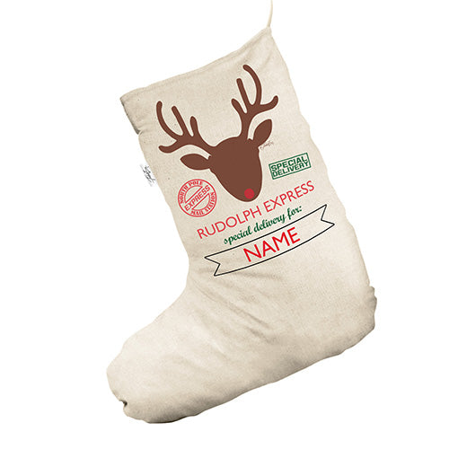 Personalised Rudolph Express White Christmas Stockings Socks