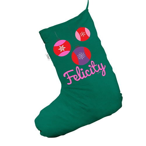 Personalised Christmas Bauble Green Deluxe Christmas Stocking