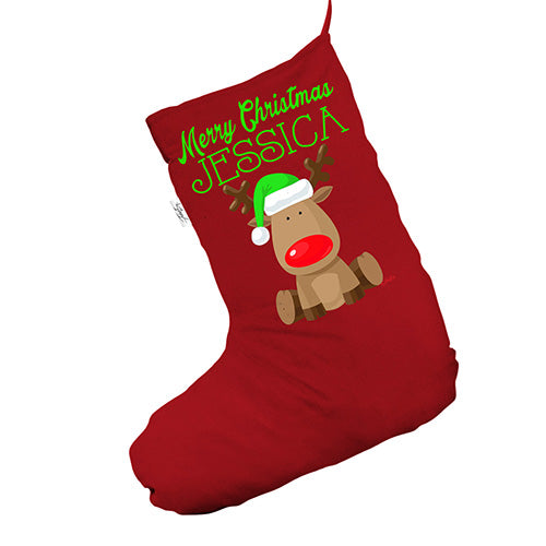 Personalised Nose Reindeer Red Christmas Stockings Socks