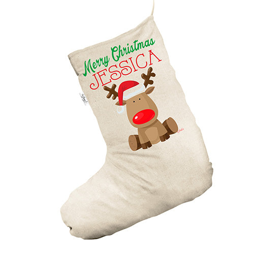 Personalised Nose Reindeer White Santa Claus Christmas Stockings