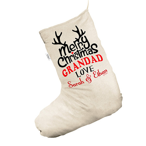 Personalised Merry Christmas Grandad White Santa Claus Christmas Stockings