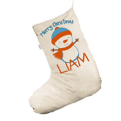 Personalised Merry Christmas Snowman White Santa Claus Christmas Stockings