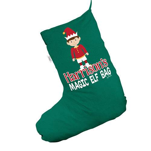 Personalised Magic Elf Green Christmas Stockings Socks