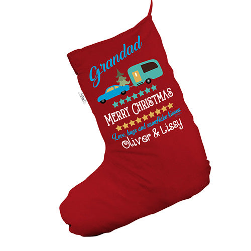 Personalised Merry Christmas Caravan Red Santa Claus Christmas Stockings