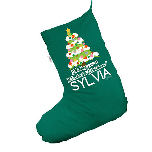 Personalised Christmas Tree Green Christmas Stocking