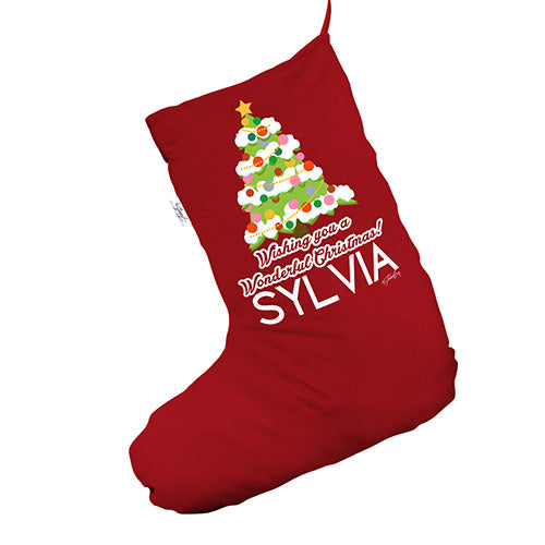 Personalised Christmas Tree Red Deluxe Christmas Stocking