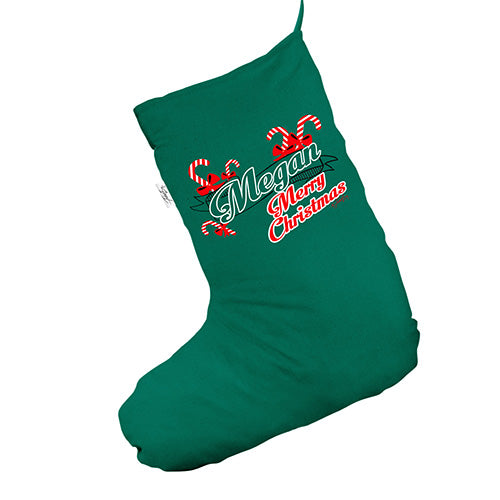 Personalised Candy Canes Green Santa Claus Christmas Stockings